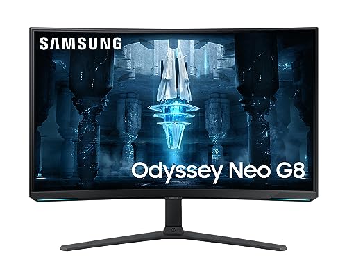 Samsung Odyssey Neo G8 Gaming Monitor S32BG850NP, 32 Zoll, VA-Panel, 4K UHD-Auflösung, AMD FreeSync Premium Pro, 1 ms Reaktionszeit, Bildwiederholrate 240 Hz, Front, Schwarz, Rückseite, Weiß