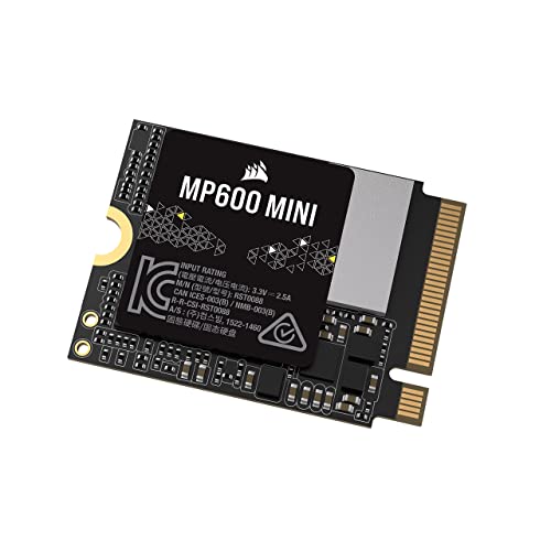 Corsair MP600 Mini 1TB M.2 NVMe PCIe x4 Gen4 2 SSD - M.2 2230 - Bis zu 4.800MB/Sek. Sequentielles Lesen - Hohe Dichte 3D TLC NAND - Ideal Für Steam Deck und Microsoft Surface - Schwar