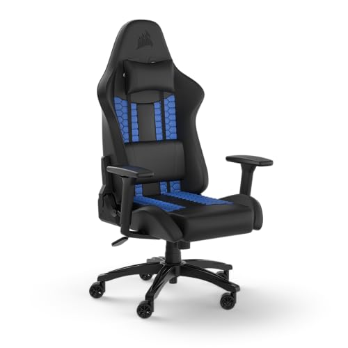 Corsair TC100 Gaming Stuhl, Schwarz und Blau, One Size