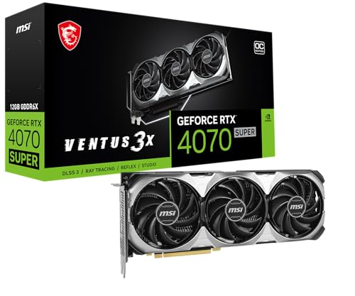 MSI GeForce RTX 4070 SUPER 12G Ventus 3X OC Grafikkarte, NVIDIA RTX 4070 SUPER, 12 GB GDDR6X Speicher, 21Gbps, PCIe 4.0, DLSS3.5