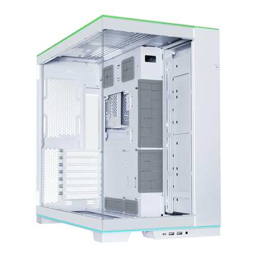 Lian Li O11D EVO RGB PC-Gehäuse, integrierte RGB-Beleuchtung, 455 mm GPU-Freiheit, bis zu 420 mm Radiatoren, Stahl, Aluminium, Gehärtetes Glas, Weiß