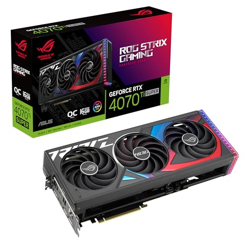 ASUS ROG Strix GeForce RTX 4070 Ti SUPER 16GB GDDR6X OC Edition Gaming (Nvidia GeForce RTX4070 Ti DLSS 3, PCIe 4.0, 2X HDMI 2.1a, 3X DisplayPort 1.4a, ROG-STRIX-RTX4070TIS-O16G-GAMING) + Indiana Jones