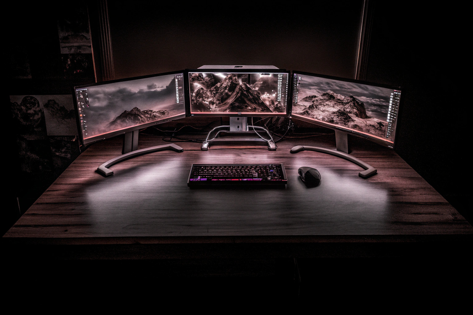 Gaming-Schreibtisch mit Multi-Monitor-Setup