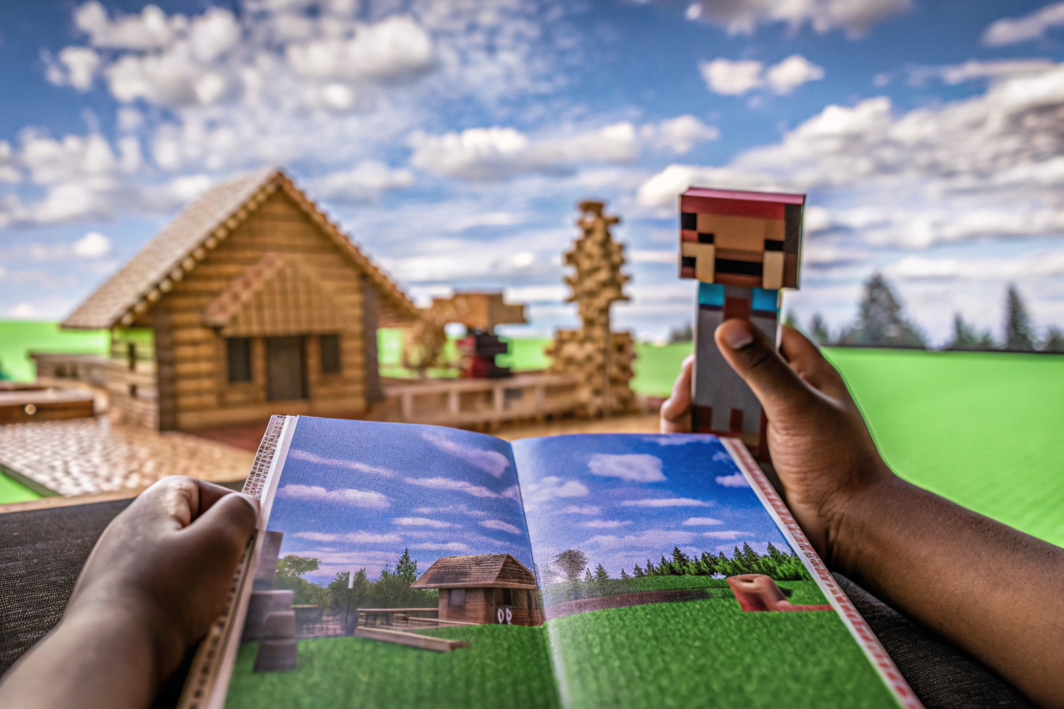 Minecraft-Fan liest Buch