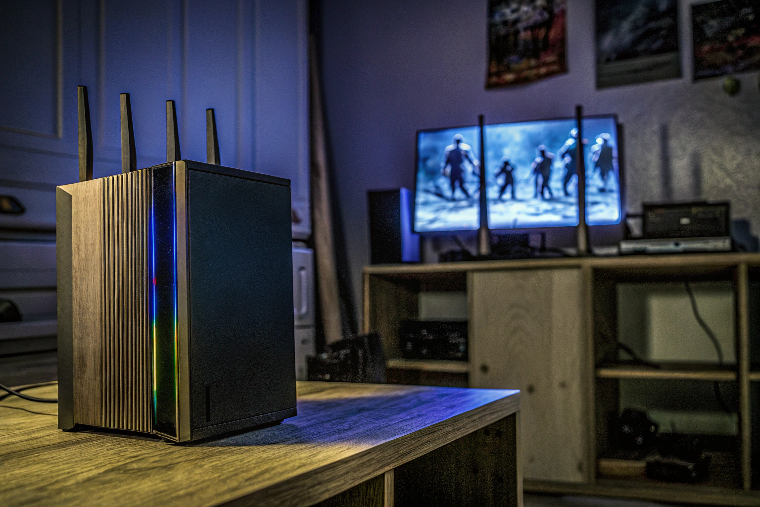 Gamer mit Gaming-Router