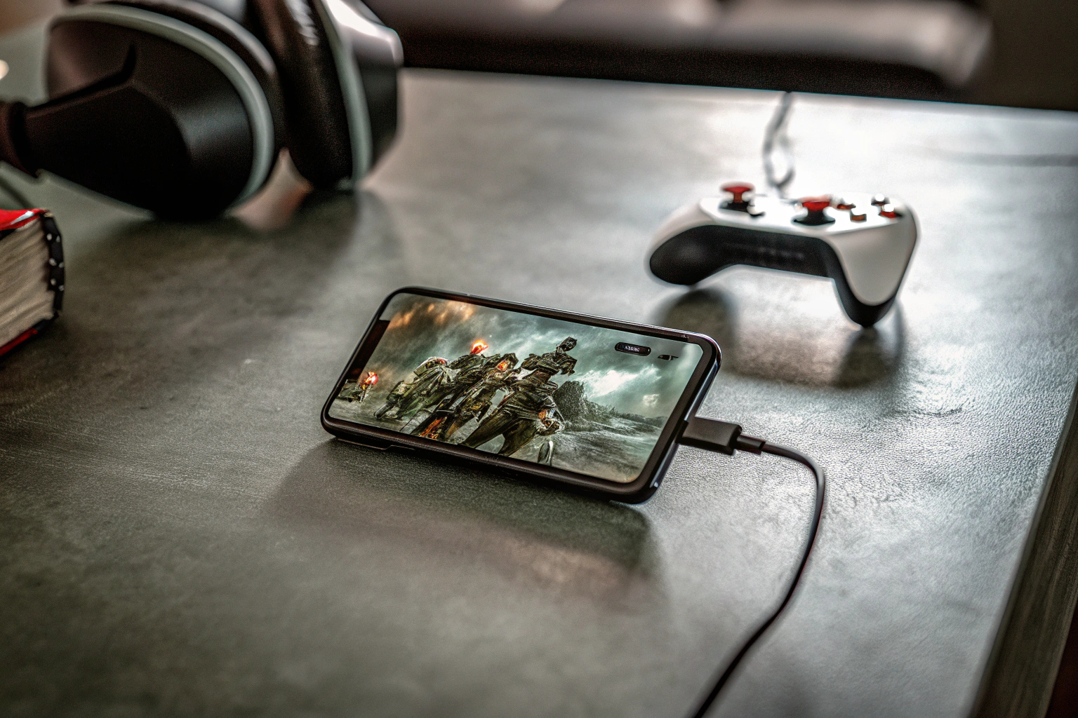 Gamer spielt auf Smartphone