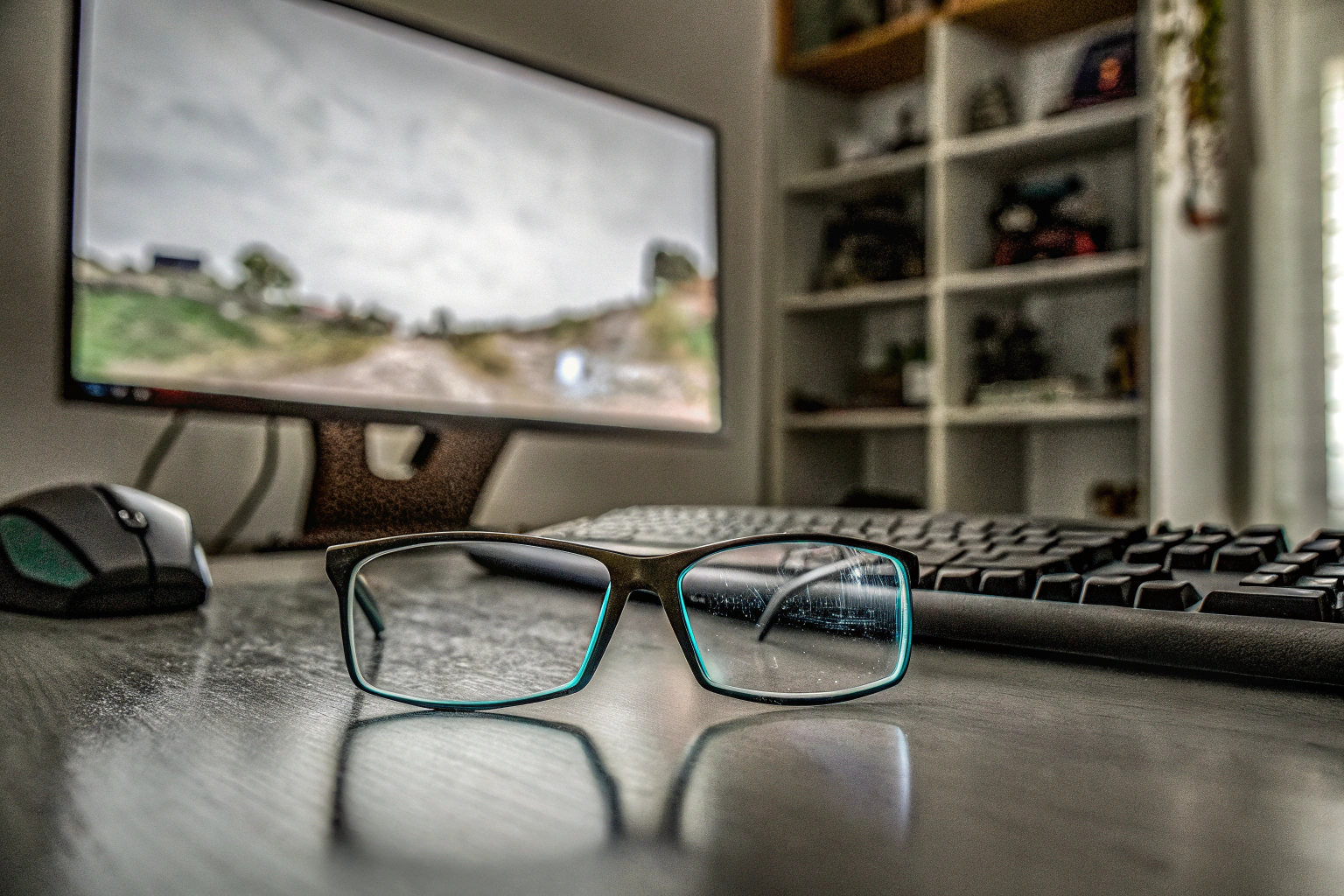 Gamer mit Blaulichtfilter-Brille