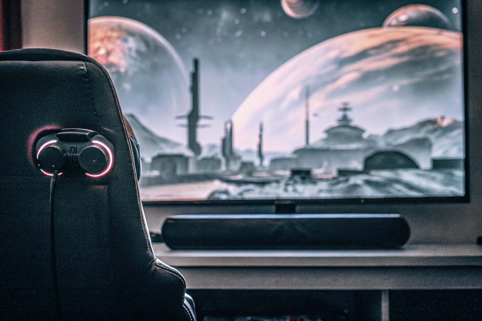 Gamer in einer Sci-Fi-Welt