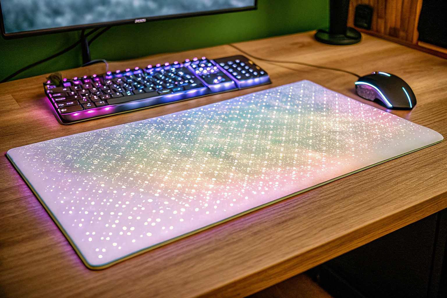 Gaming-Setup mit RGB-Mauspad