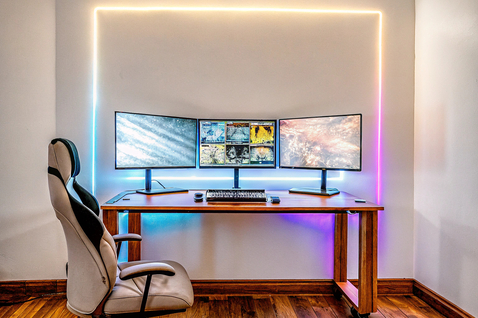 Gaming-Setup mit mehreren Monitoren