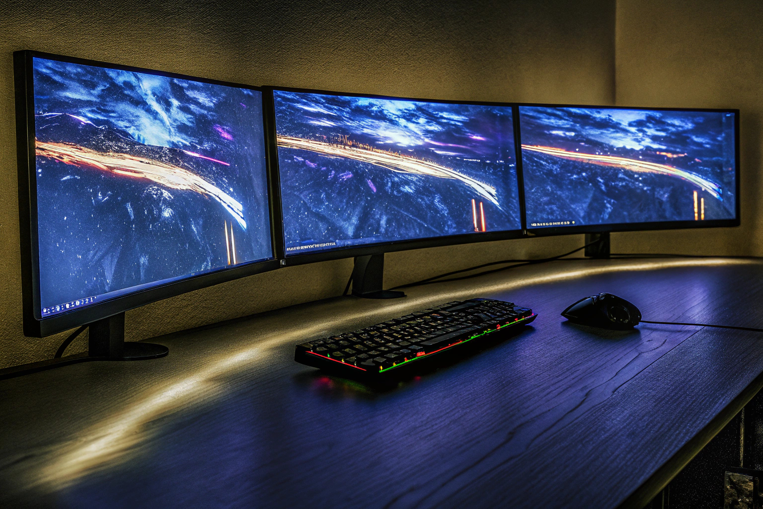 Gaming-Setup mit mehreren Monitoren