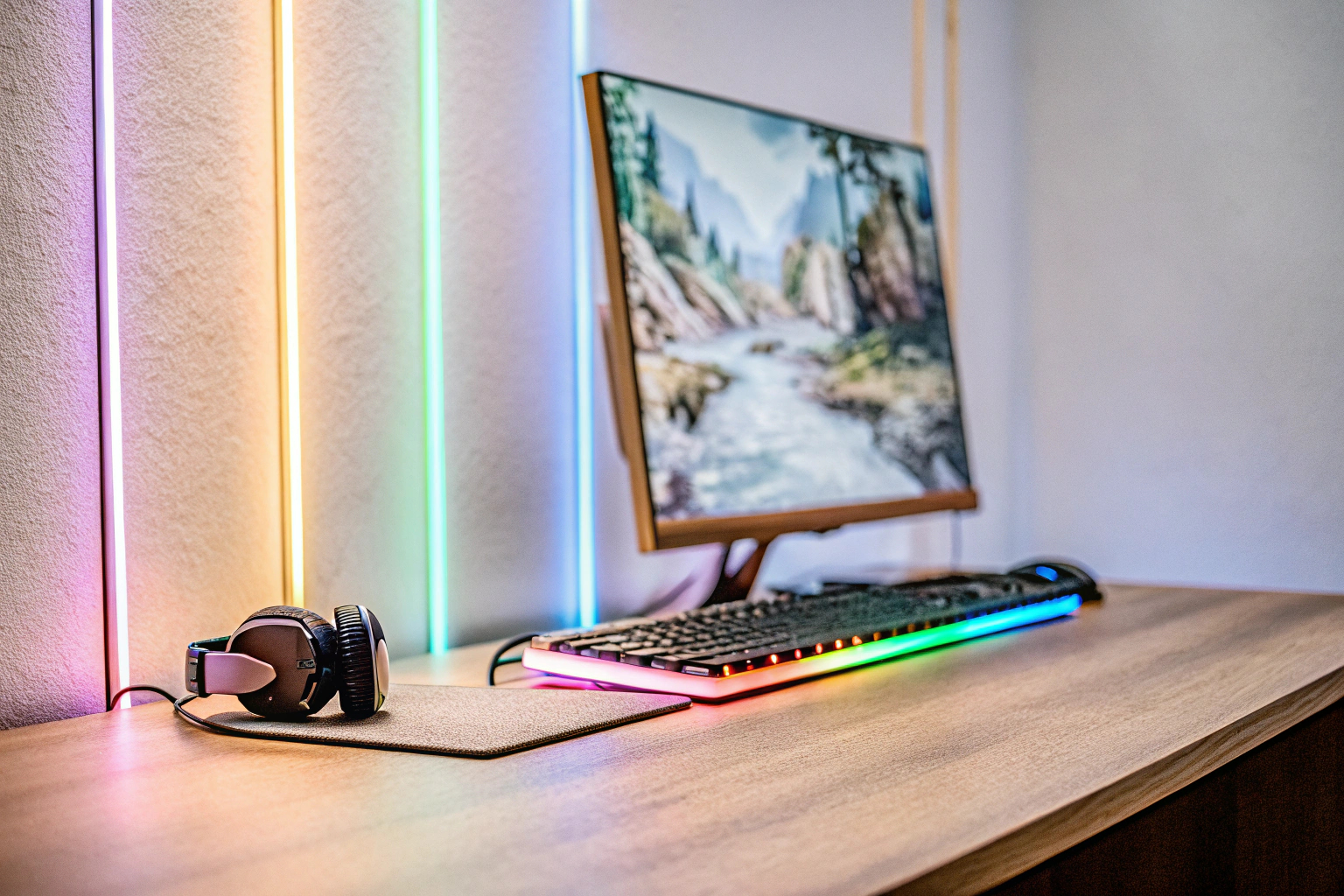 Gaming Setup mit RGB-Beleuchtung