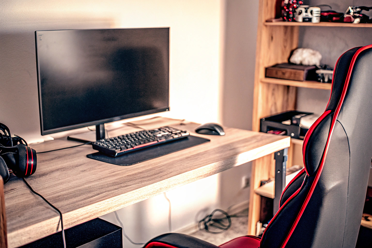 Gaming-Setup mit Kabelmanagement