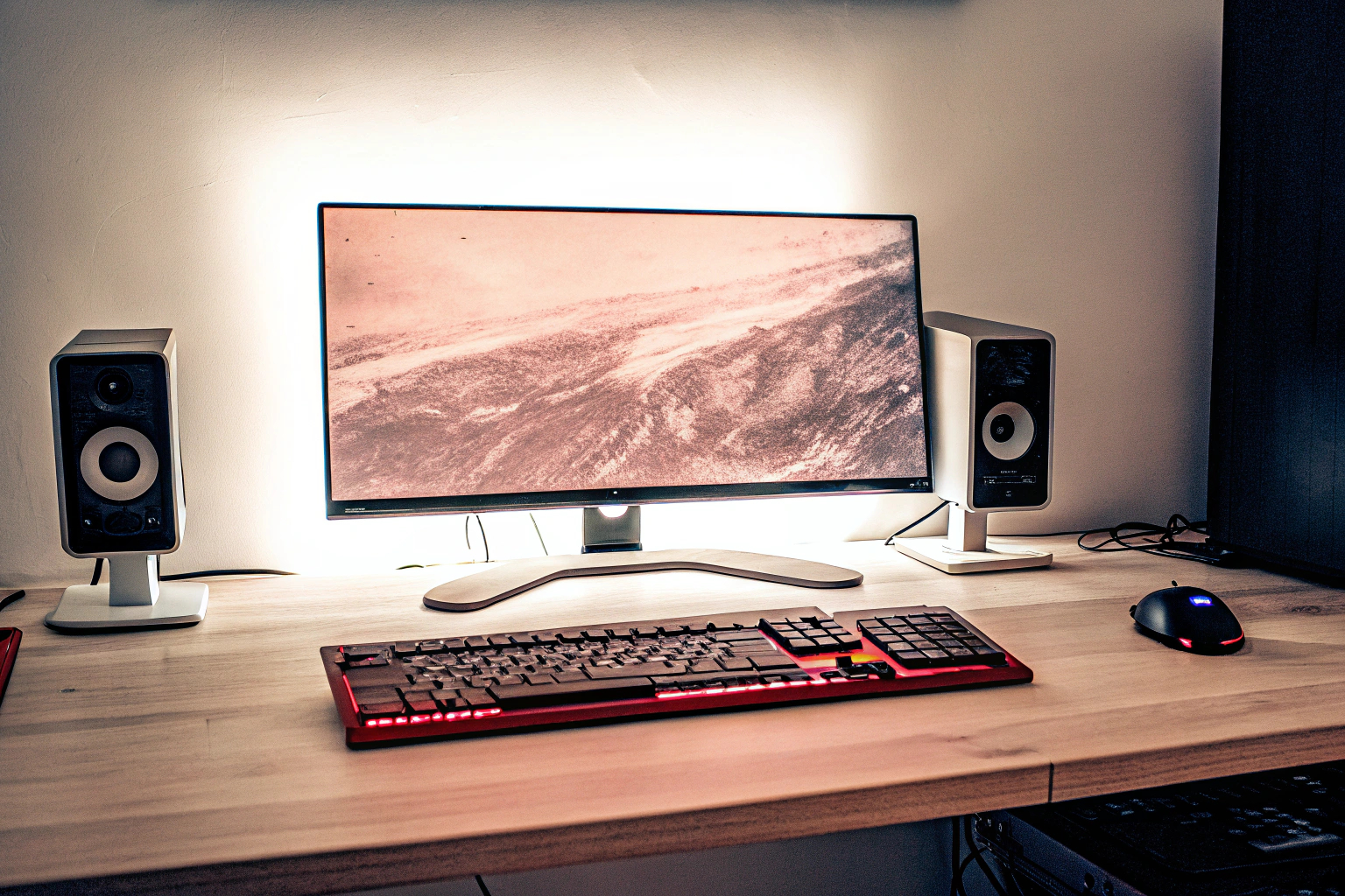 Optimiertes Gaming-Setup mit RGB-Beleuchtung