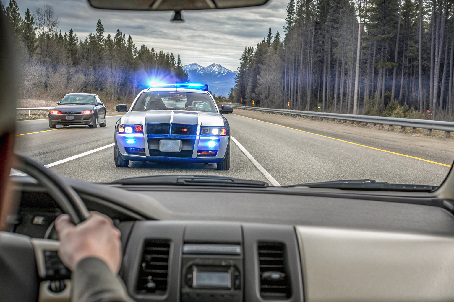 Polizeifahrzeug im Autobahn-Polizei Simulator