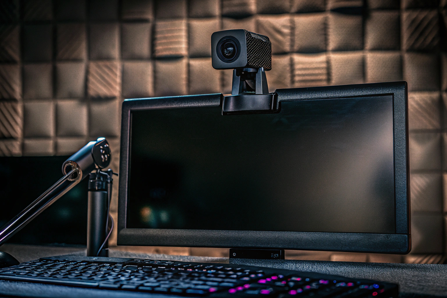 Streamer mit Webcam und Mikrofon