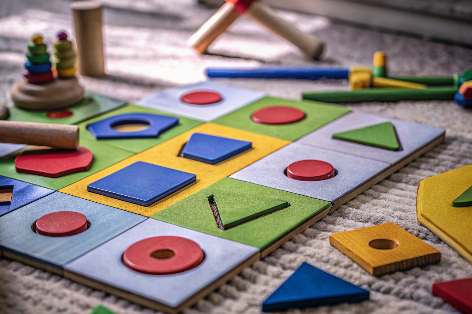 Kinder spielen mit CUBIDI Hämmerchenspiel