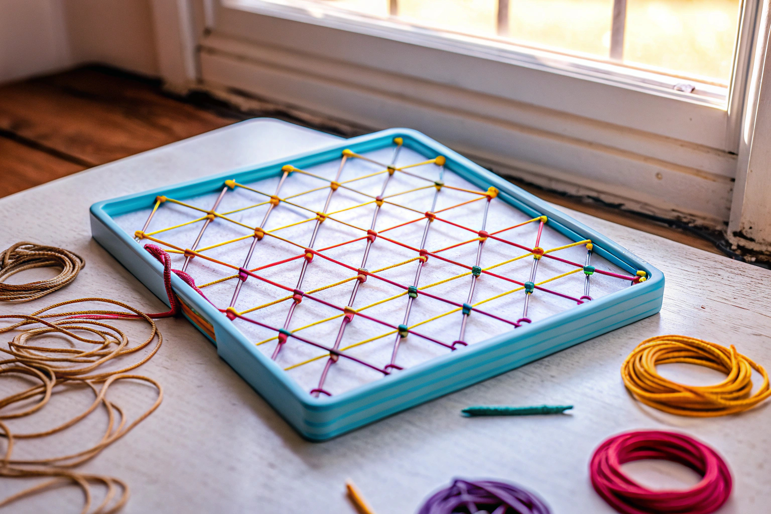 Kinder spielen mit CUBIDI Geoboard