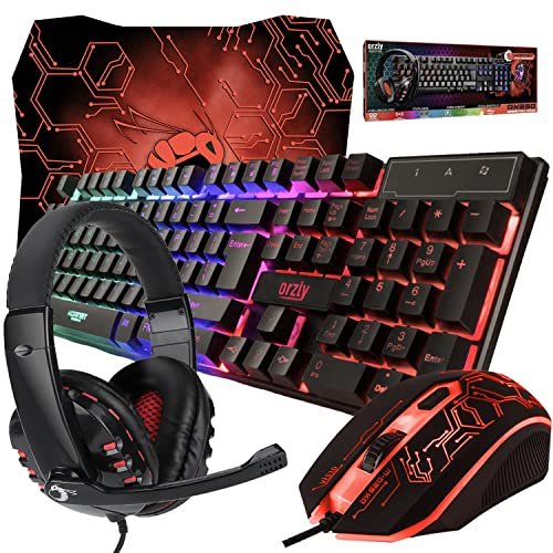 Orzly Tastatur Maus Set Gaming RX250 4 in 1 PC Pack Combo