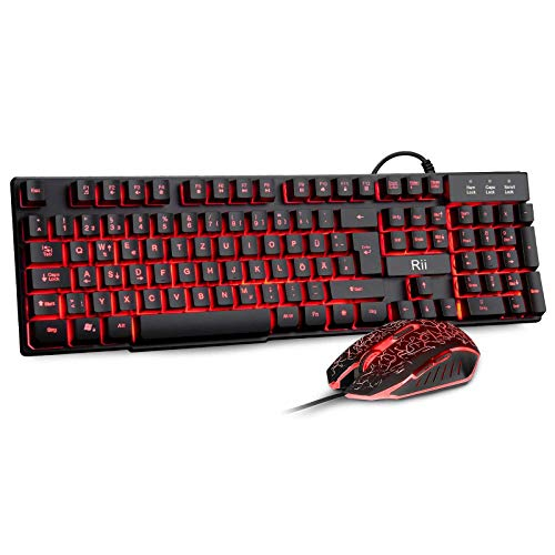 Rii Gaming Tastatur und Maus Set, 3 LED Hintergrundbeleuchtung