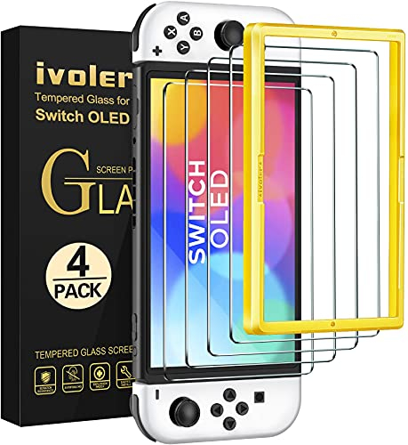 ivoler 4 Stück Schutz Glas Kompatibel für Nintendo Switch OLED Modell 7 Zoll 2021