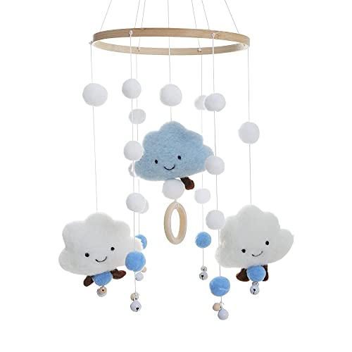 Mobile Baby Windspiel Krippe mit Filzbällen 3D Wolken Mobile